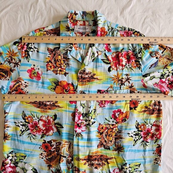 Springfield Shirt Mens L Hawaiian Floral Short Sleeve Button Up Shirt Beach Boho - Picture 4 of 16